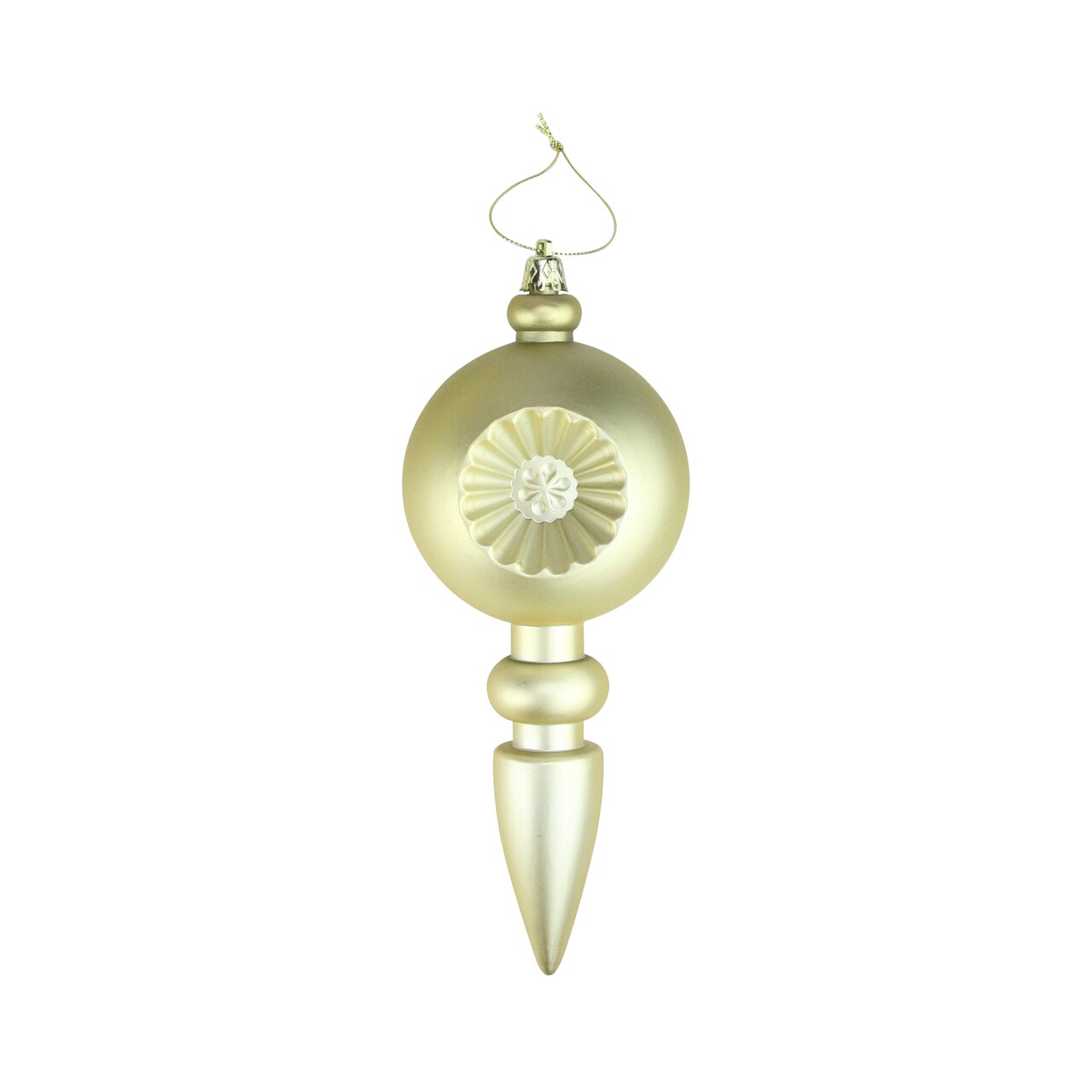 DAK 4ct Matte Gold Retro Reflector Shatterproof Christmas Finial Ornaments 7.5"